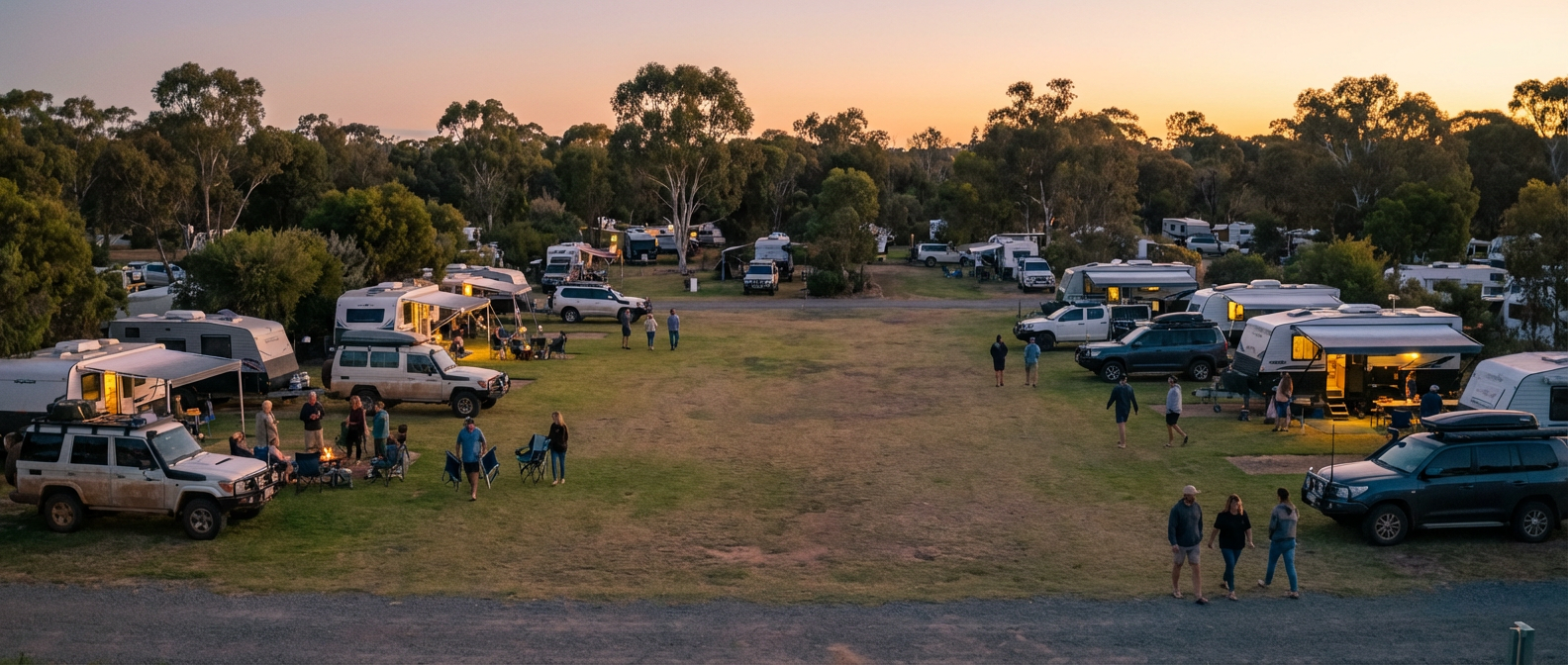 Travellers staying at a caravan park with a focus on safety and community trust
