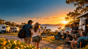 Travellers arriving and connecting at an Australian caravan park